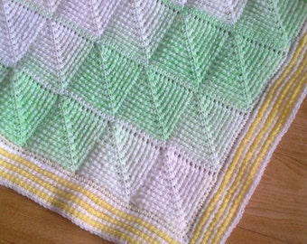 Tunisian Crochet Pattern - Tunisian Diamond entrelac baby blanket