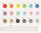 Bowling Pin Clipart, Bowling Ball Clip Art Sports Lane Ball League Fitness Exercise Game Cute Digital Graphic Design Small Commercial Use