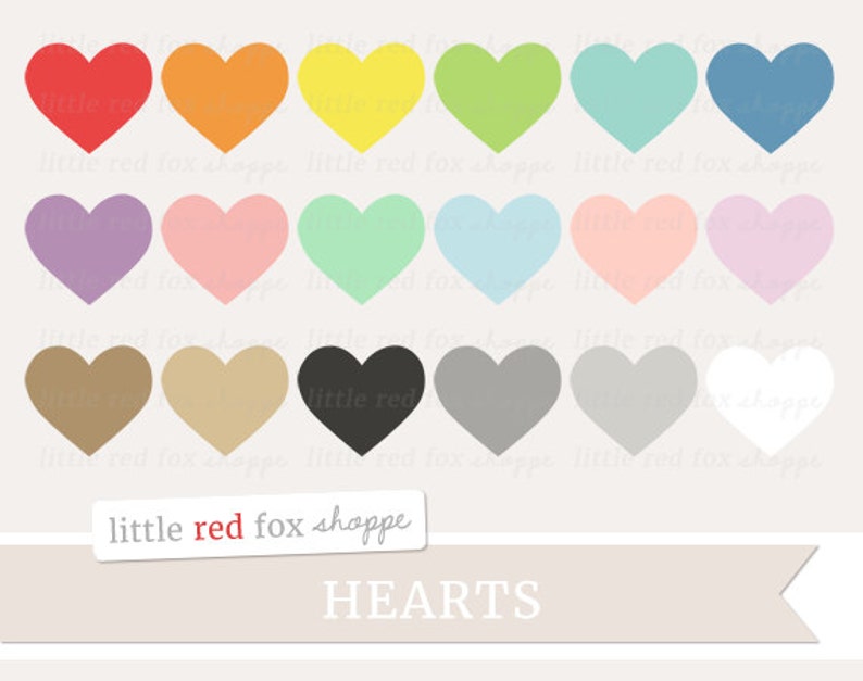 Heart Clipart, Valentines Clip Art, Valentine's Day Clipart, Heart Shape Clipart, Icon Cute Digital Graphic Design Small Commercial Use image 1
