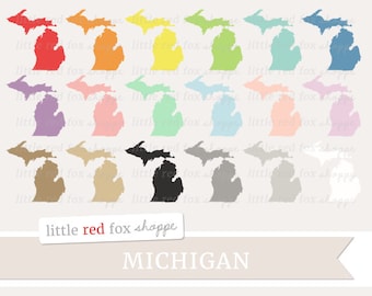 Michigan Clipart, US State Clip Art, USA Clipart, State Clipart, America Clipart, Icon Cute Digital Graphic Design Small Commercial Use