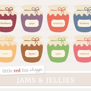 Jam & Jelly Clipart, Conserven Clip Art Druivenpot Aardbei Druif Appel Vijg Perzik Jellies Schattig Digitaal Grafisch Ontwerp Klein Commercieel Gebruik
