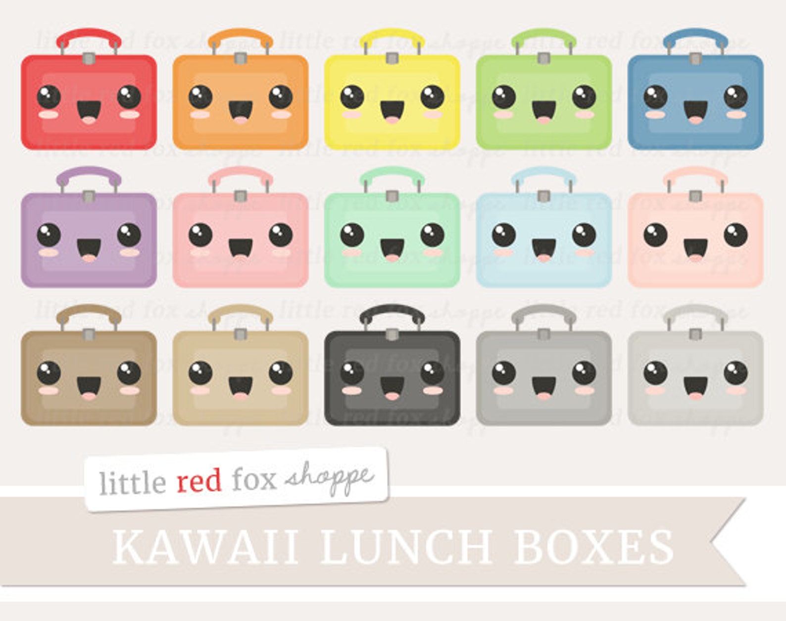 Kawaii Lunch Box Clipart Lunchbox Clip Art Vintage School - Etsy