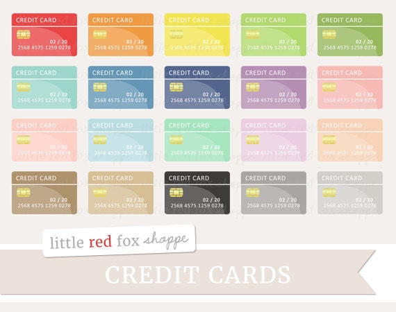 Credit Card Clipart Debit Bank Card Clip Art Money Shopping Etsy