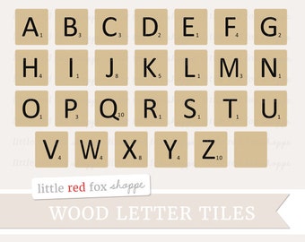 Wood Alphabet Tile Clipart, Wooden Letter Tiles Clip Art Kraft Board Game Frame Word Shapes Cute Digital Graphic Design Small Commercial Use