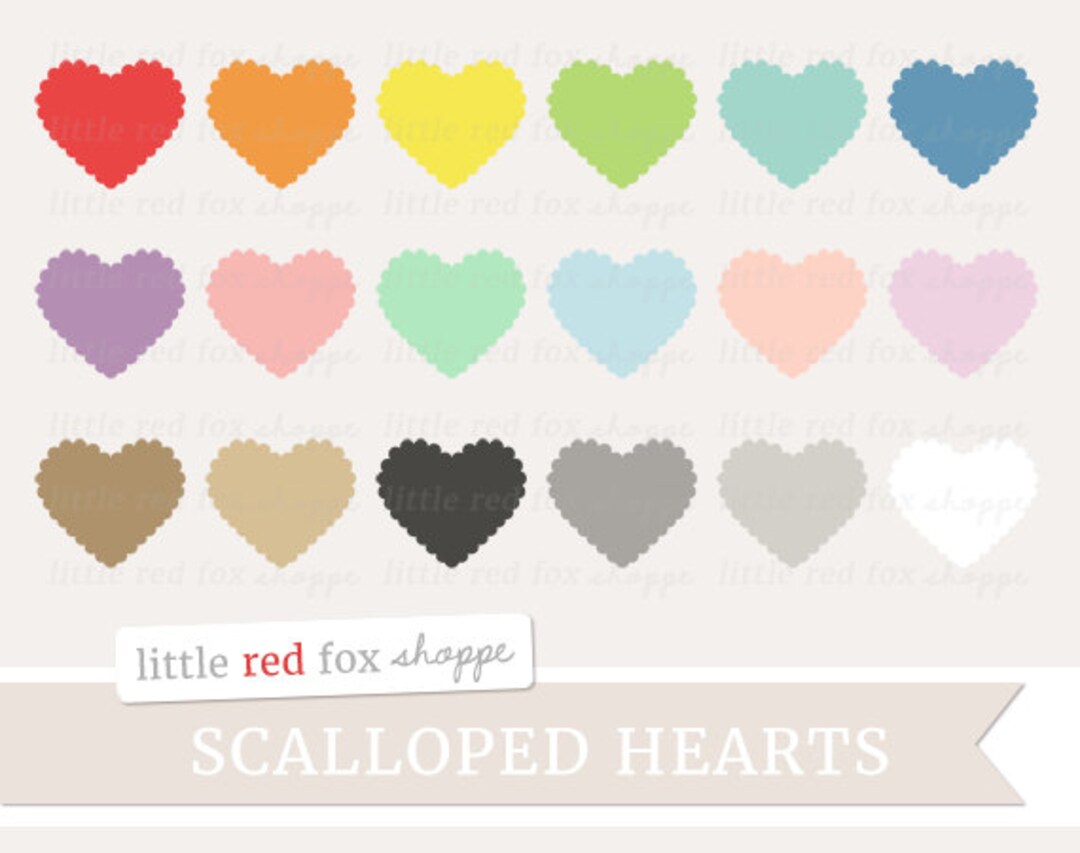 Scalloped Heart Clipart, Valentines Clip Art, Valentine’s Day Clipart