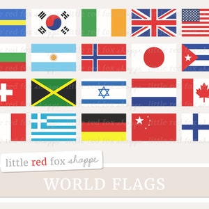 Wereld vlag clipart, geografie illustraties, internationale vlag clipart, land clipart, USA schattig digitaal grafisch ontwerp klein commercieel gebruik
