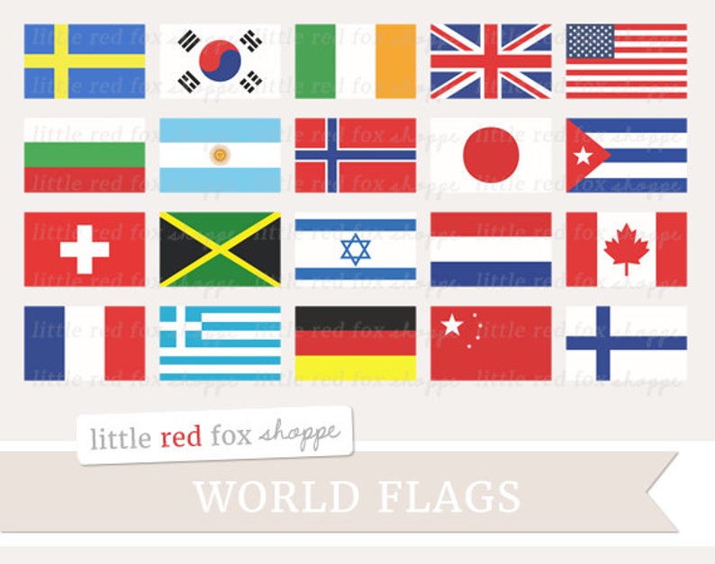 World Flag Clipart, Geography Clip Art, International Flag Clipart, Country Clipart, USA Cute Digital Graphic Design Small Commercial Use image 1