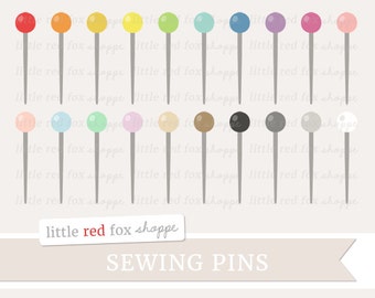 Sewing Pin Clipart, Sewing Clip Art Needle Seamstress String Twine Crafting Sew Fashion Cute Digital Graphic Design Small Commercial Use