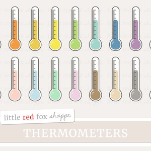 Thermometer Clipart, Weather Clip Art Climate Temperature Hot Cold Medical Doctor Glass Cute Digital Graphic Design Small Commercial Use