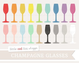 Champagne Glass Clipart, Wine Clip Art Cocktail Martini Margarita Liquor Drink Bar Flute Cute Digital Graphic Design Small Commercial Use