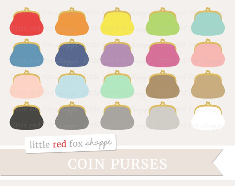 Coin Purse Clipart, Clutch Clip Art, Money Clipart, Handbag Clipart, Wallet Clipart, Icon Cute Digital Graphic Design Small Commercial Use image 1