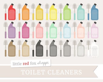 Toilet Cleaner Clipart, Toilet Bowl Cleaner Clip Art Bathroom Restroom Brush Cleaning Icon Cute Digital Graphic Design Small Commercial Use