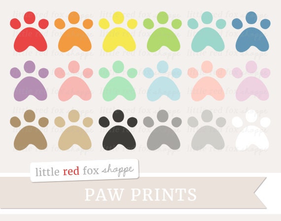 Paw Print Clipart Footprint Clip Art Dog Clipart Cat Etsy