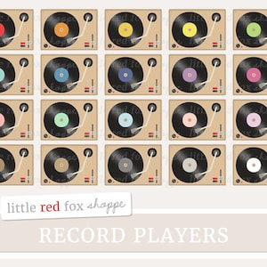 Record Player Clipart, Music Clip Art, Vinyl Record Clipart, Retro Clipart, Musical Clipart, Digital Graphic Design Small Commercial Use