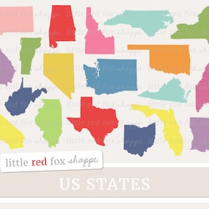 US State Clipart, State Clip Art, America Clipart, USA Clipart, United States Clipart, Cute Digital Graphic Design Small Commercial Use
