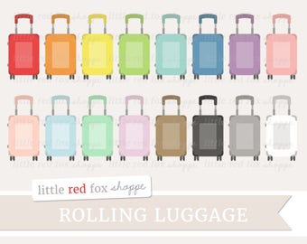 Suitcase Clipart, Luggage Clip Art, Rolling Luggage Clipart, Travel Clipart, Object Icon Cute Digital Graphic Design Small Commercial Use