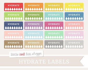 Hydration Clipart, Hydrate Labels Clip Art Water Week Planner Erin Condren Planner Fitness Cute Digital Graphic Design Small Commercial Use