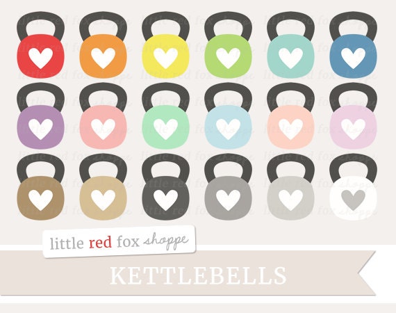 Kettlebell Clipart, Kettle Bell Clip Art Heart Work Out Fitness