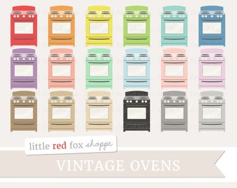 Vintage Oven Clipart, Stove Clip Art Baking Antique Range Cooking Retro Kitchen Food Icon Cute Digital Graphic Design Small Commercial Use