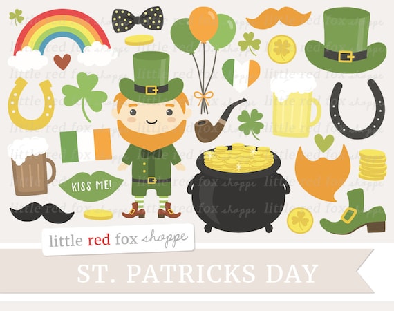 St. Patrick's Day Clipart, Ireland Clip Art, Irish Clipart, Shamrock Clipart, Icon Cute Digital Graphic Design Small Commercial Use