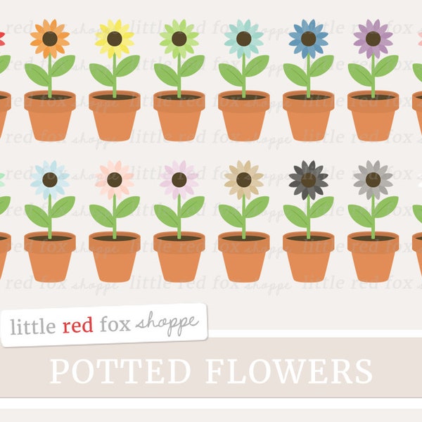 Potted Flower Clipart, Flower Clip Art, Spring Clipart, Garden Clipart, Pot Clipart, Icon Cute Digital Graphic Design Small Commercial Use