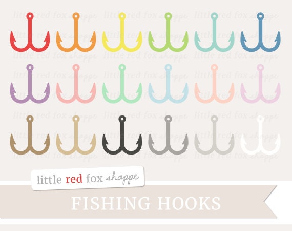 Fishing Hook Clipart, Fish Hook Clip Art Camping Gone Fishing Father's Day  Ocean Sea Marine Cute Digital Graphic Design Small Commercial Use 