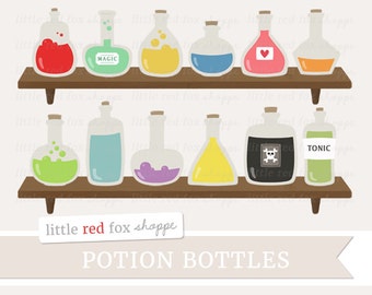 Potion Bottle Clipart, Halloween Clip Art, Witch Clipart, Spell Clipart, Glass Bottle Clipart, Digital Graphic Design Small Commercial Use