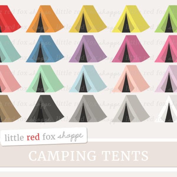Tent Clipart, Camping Clip Art Camp Fishing Outdoor Forest Woods Hiking Summer Cute Digital Graphic Design Small Commercial Use