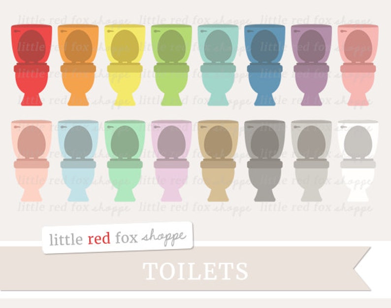 Toilet Clipart, Potty Training Clip Art Bathroom Restroom Toilet Bowl Hygiene Cleaning Icon Cute Digital Graphic Design Small Commercial Use image 1