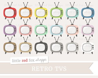 Retro TV Clipart, Vintage TV Clip Art, Television Clipart, Household Object Clipart, Cute Digital Graphic Design Small Commercial Use