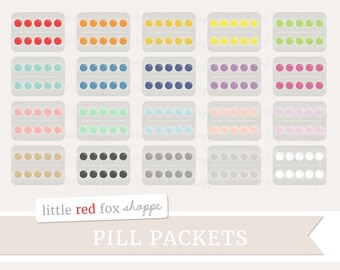Pill Packet Clipart, Medicine Clip Art Health First Aid Medical Doctor Nurse Tablet Capsule Cute Digital Graphic Design Small Commercial Use