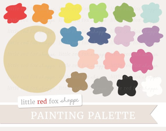 Painting Palette Clipart, Paint Palette Clip Art Paintbrush Watercolor  Teacher Classroom Cute Digital Graphic Design Small Commercial Use