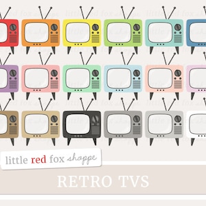 Retro TV Clipart, Vintage TV Clip Art, Television Clipart, Household Object Clipart, Cute Digital Graphic Design Small Commercial Use