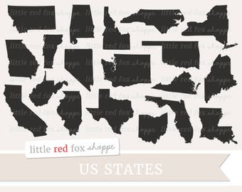 US State Clipart, State Clip Art, America Clipart, USA Clipart, United States Clipart, Cute Digital Graphic Design Small Commercial Use