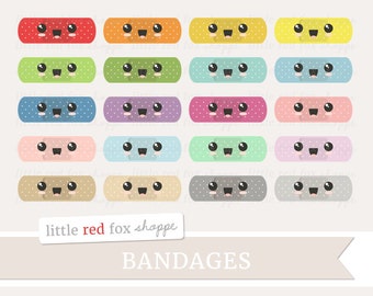 Kawaii Bandage Clipart, Bandaid Clip Art Band Aid Nurse Health First Aid Medical Doctor Cute Digital Graphic Design Small Commercial Use