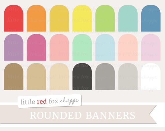 Rounded Banner Clipart Tag Clip Art Label Frame Pennant Flag Etsy