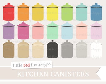 Kitchen Canister Clipart, Canister Clip Art Container Baking Bakery Cooking Flour Sugar Cute Digital Graphic Design Small Commercial Use