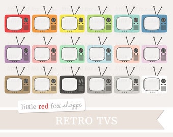 Retro TV Clipart, Vintage TV Clip Art, Television Clipart, Household Object Clipart, Cute Digital Graphic Design Small Commercial Use