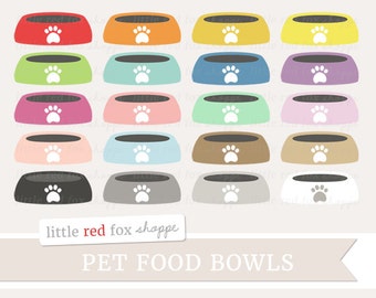 Pet Food Bowl Clipart, Food Bowls Clip Art, Dog Clipart, Cat Clipart, Puppy Clipart, Cute Digital Graphic Design Small Commercial Use