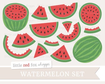 Watermelon Clipart, Fruit Clip Art Summer Watermelon Slice Seed Wedge Party Melon Grocery Cute Digital Graphic Design Small Commercial Use
