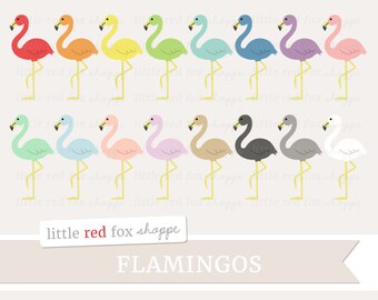 Flamingo Clipart, Summer Clip Art, Pink Flamingo Clipart, Beach Clipart, Tropical Bird Clipart, Digital Graphic Design Small Commercial Use
