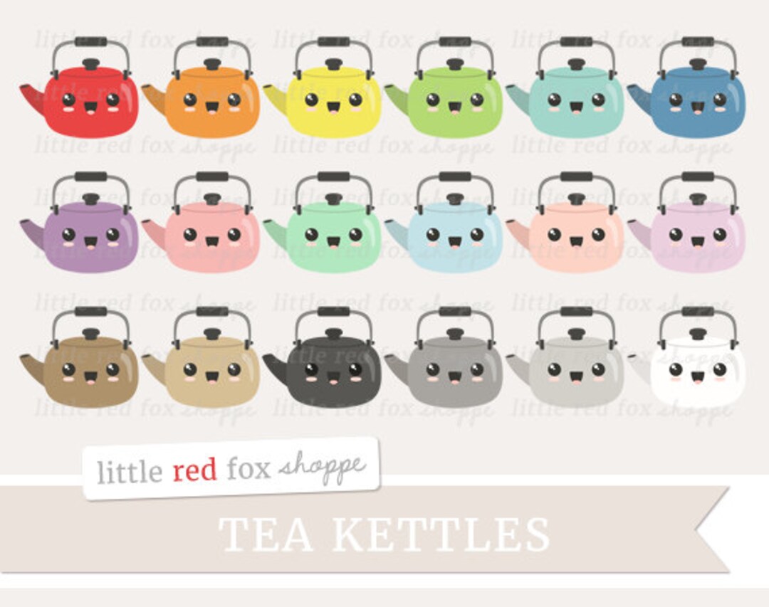 Kawaii Tea Kettle Clipart Tea Pot Clip Art Teapot Clipart Etsy