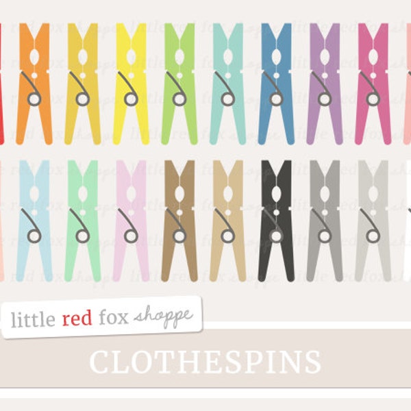 Clothespins Clipart, Laundry Clip Art Clothespin Peg Pin Sewing Crafting Shape Tags Labels Cute Digital Graphic Design Small Commercial Use