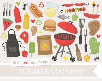Cookout Clipart, ClipArt per grigliate, Clipart per barbecue, Clipart per grigliate, Clipart estive, Cucinare fuori, Design grafico digitale carino per piccoli usi commerciali
