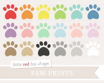 Paw Print Clipart, Footprint Clip Art, Dog Clipart, Cat Clipart, Foot Print Clipart, Animal Cute Digital Graphic Design Small Commercial Use