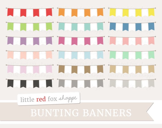 Bunting Banner Clipart Pennant Banner Clip Art Flag Party Etsy