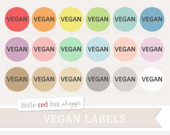 Vegan Label Clipart, Food Label Clip Art Food Allergy Ingredients Banner Tag Cute Digital Graphic Image Design Small Commercial Use