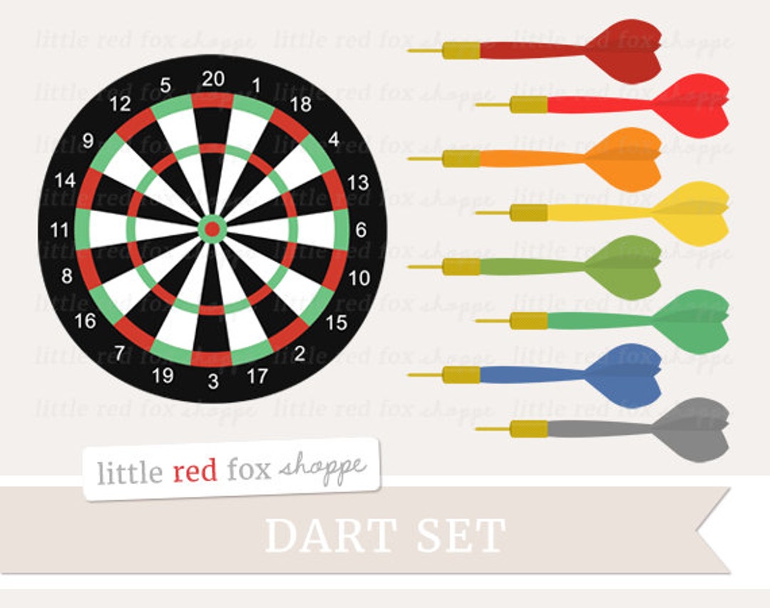 Darts Clipart, Dart Set Clip Art Game Board Wall Sport Red Orange