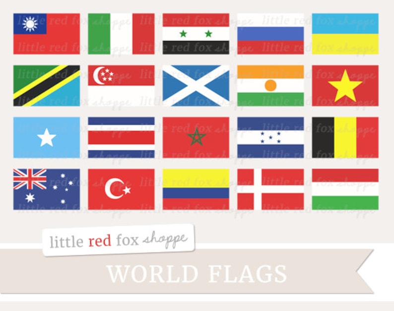 World Flag Clipart, Geography Clip Art, International Flag Clipart, Country Clipart, USA Cute Digital Graphic Design Small Commercial Use image 2