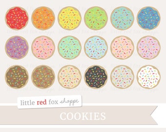 Cookie Rainbow Sprinkles Clipart, Cookie Clip Art Frosting Icing Dessert Cooking Baking Cute Digital Graphic Design Small Commercial Use